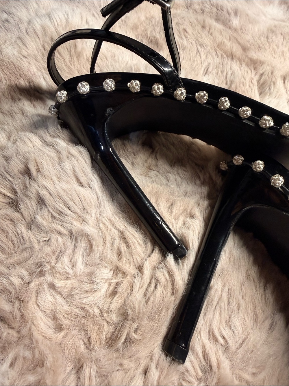 Steve Madden Zelle Black Multi Rhinestone High Heel Ankle Strap Sandals Size 11 - Picture 8 of 9